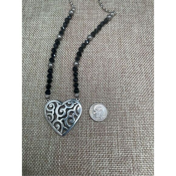 Vintage Brighton Heart Necklace Glass Black Beads - Picture 8 of 9